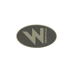 TEAM WENDY "W" Velcro Logo Patch (2"x3")(5cm x 7.6cm) - Rev. 2, Ranger Green