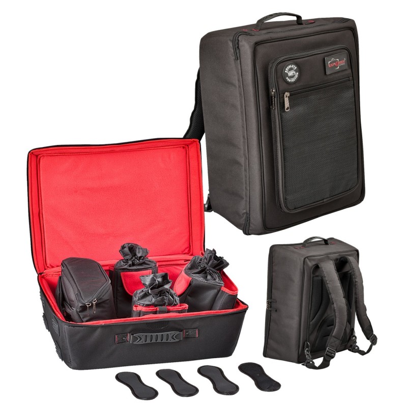 EXPLORER CASES DRN53 Internal L430 x W530 x D250 mm Padded Bag-Backpack for Drone, Case 5326, Black/Red with Front Pocket, 40435