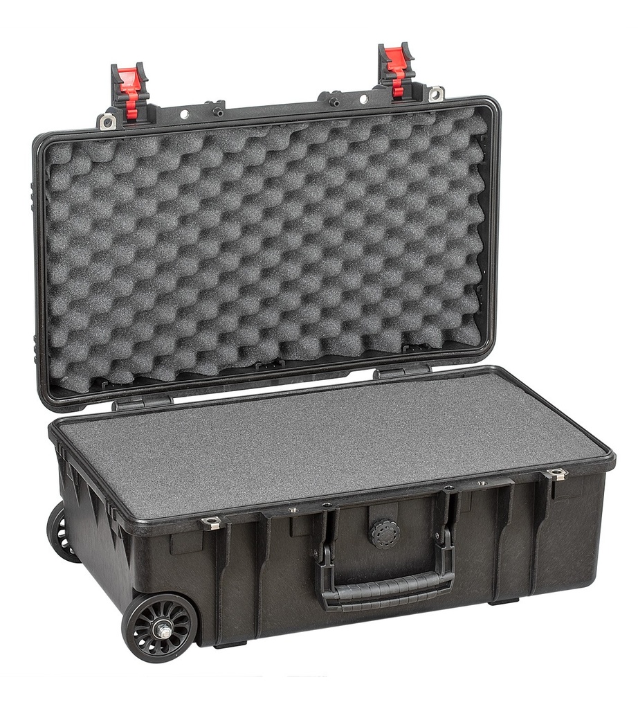EXPLORER CASES 5221HL.B Internal L520 x W285 x D205 mm with Pre-cubed Foam, Ball-bearing Wheels, Black Case, 37915