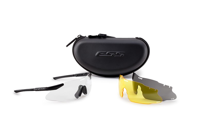 ESS ICE 3LS NARO, Black Eyeshield w/ NARO Clear, NARO Smoke Gray & NARO Hi-Def Yellow Lenses, 12876