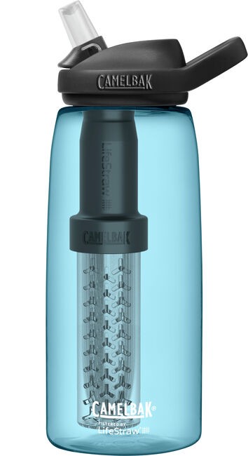 CamelBak Eddy®+ True Blue Water Bottle 32oz (1.0L) filtered by LifeStraw®, with Tritan™ Renew, 5563