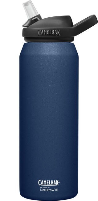 CamelBak eddy®+ Navy Water Bottle 32oz (1.0L) SST Vacuum Insulated, filtered by LifeStraw, 7756