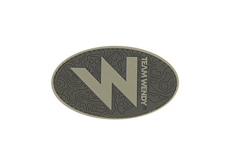TEAM WENDY "W" Velcro Logo Patch (2"x3")(5cm x 7.6cm) - Rev. 2, Ranger Green