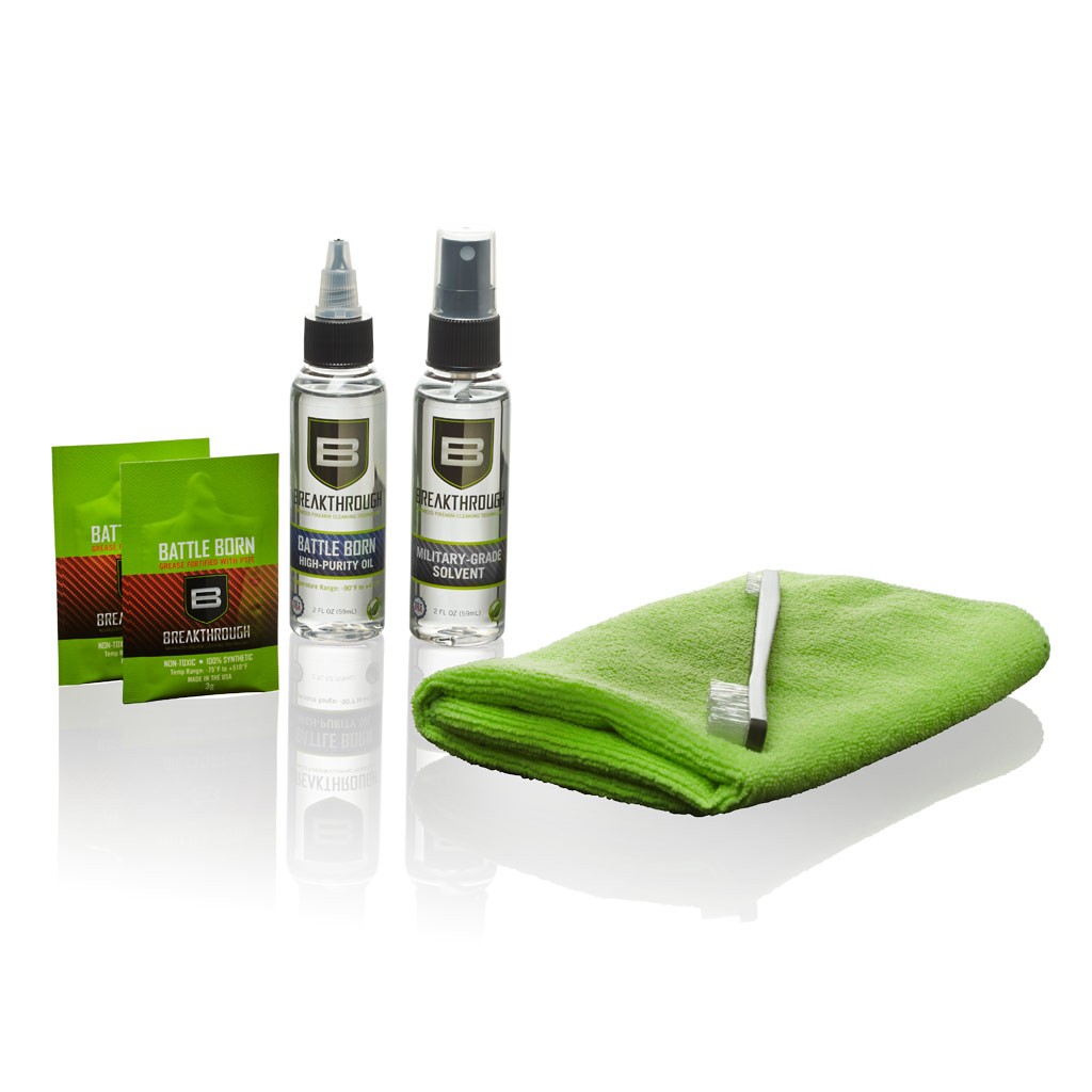 BREAKTHROUGH Basic Cleaning Kit Set with Military-Grade Solvent, High Purity Oil 2oz (56ml) Bottle, 3057