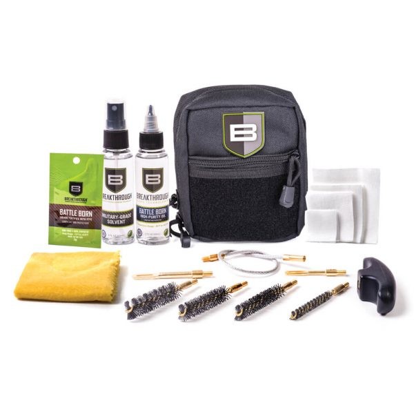 BREAKTHROUGH QWIC-P Cable Pull Through Cleaning Kit (.22 Cal thru .45 Cal) in Black Nylon Pouch with Molle Back, 6977