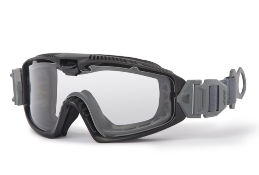 ESS Influx Pivot Ops Core Goggle, Black, w/Clear and Smoke Gray Lens, Pivot Strap and Ops Core ARC Rail Compatible Helmet Posts and Rail Shoes, 20741
