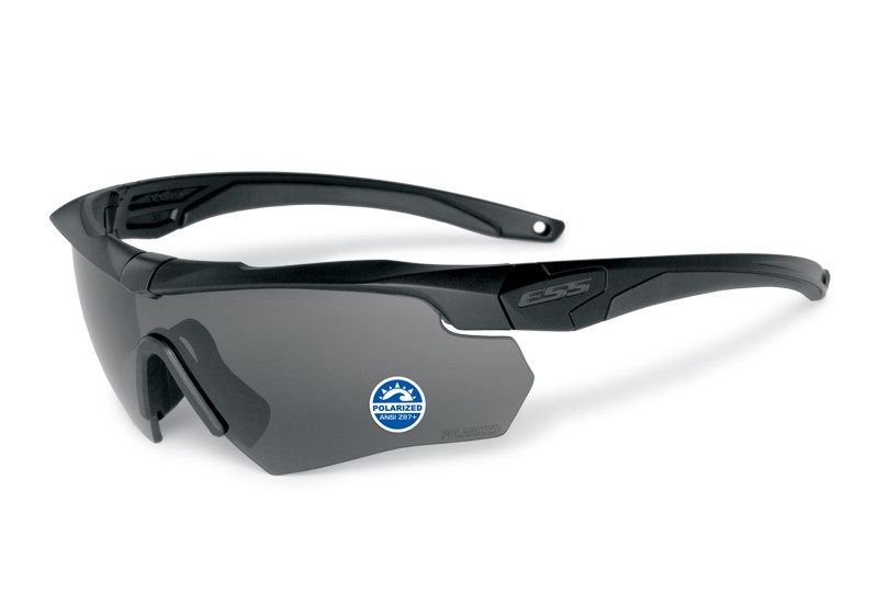 ESS Crossbow Polarised One Eyeshield, Black Frame w/ Polarised Gray Lens, 18340