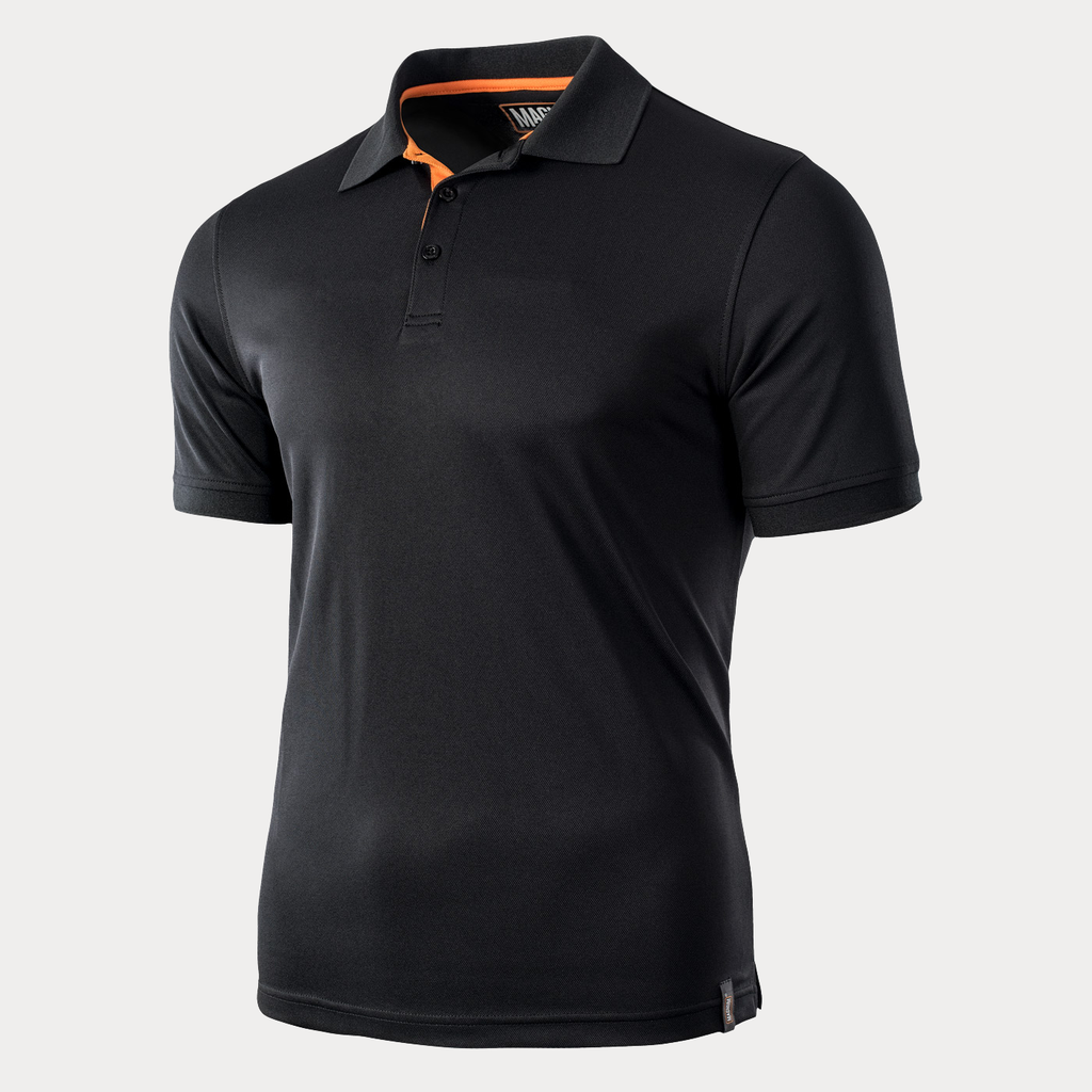 [M801838-021-053] MAGNUM Black/Bright Marigold Polo Size M