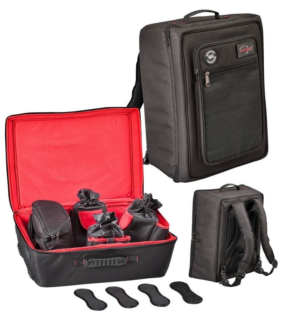 EXPLORER CASES DRN53 Internal L430 x W530 x D250 mm Padded Bag-Backpack for Drone, Case 5326, Black/Red with Front Pocket, 40865