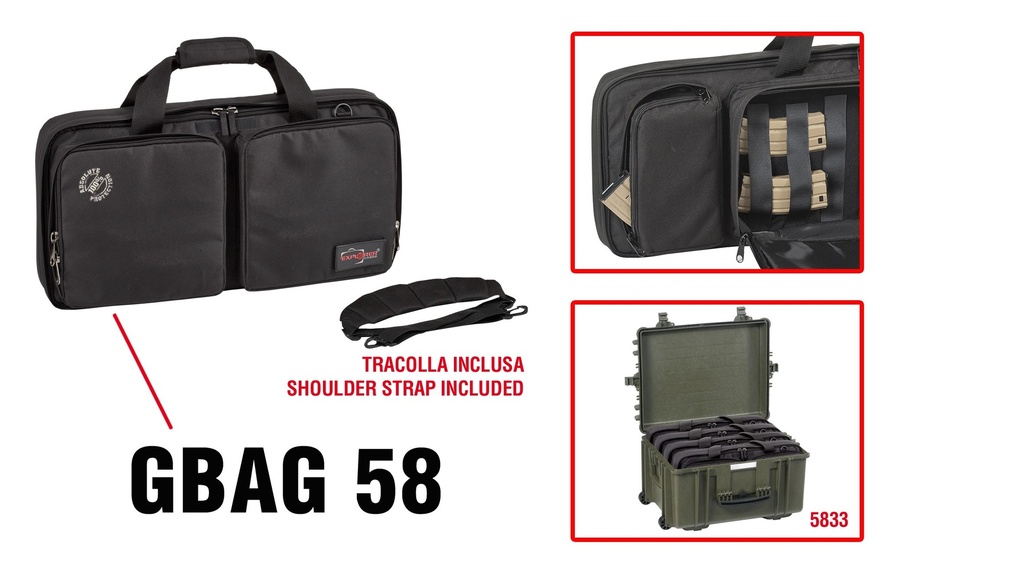 [GBAG 58] EXPLORER CASES GBAG 58 Internal L580 x W330 x D135 mm Padded Gun Bag, (for Cases 5833) 18091