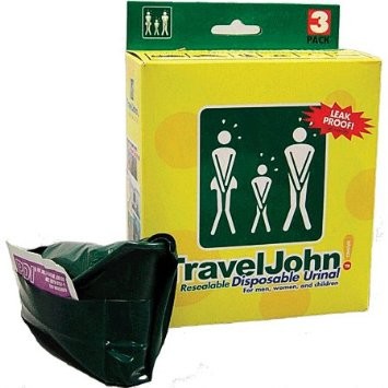 [66912] TRAVELJOHN Disposable Resealable Urinal Deluxe, 3-pks, Green 800