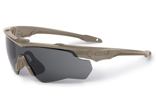 ESS Crossblade 2X Eyeshield Kit, 2 Terrain Tan Frames, w/ Clear & Smoke Gray Lenses, 17202