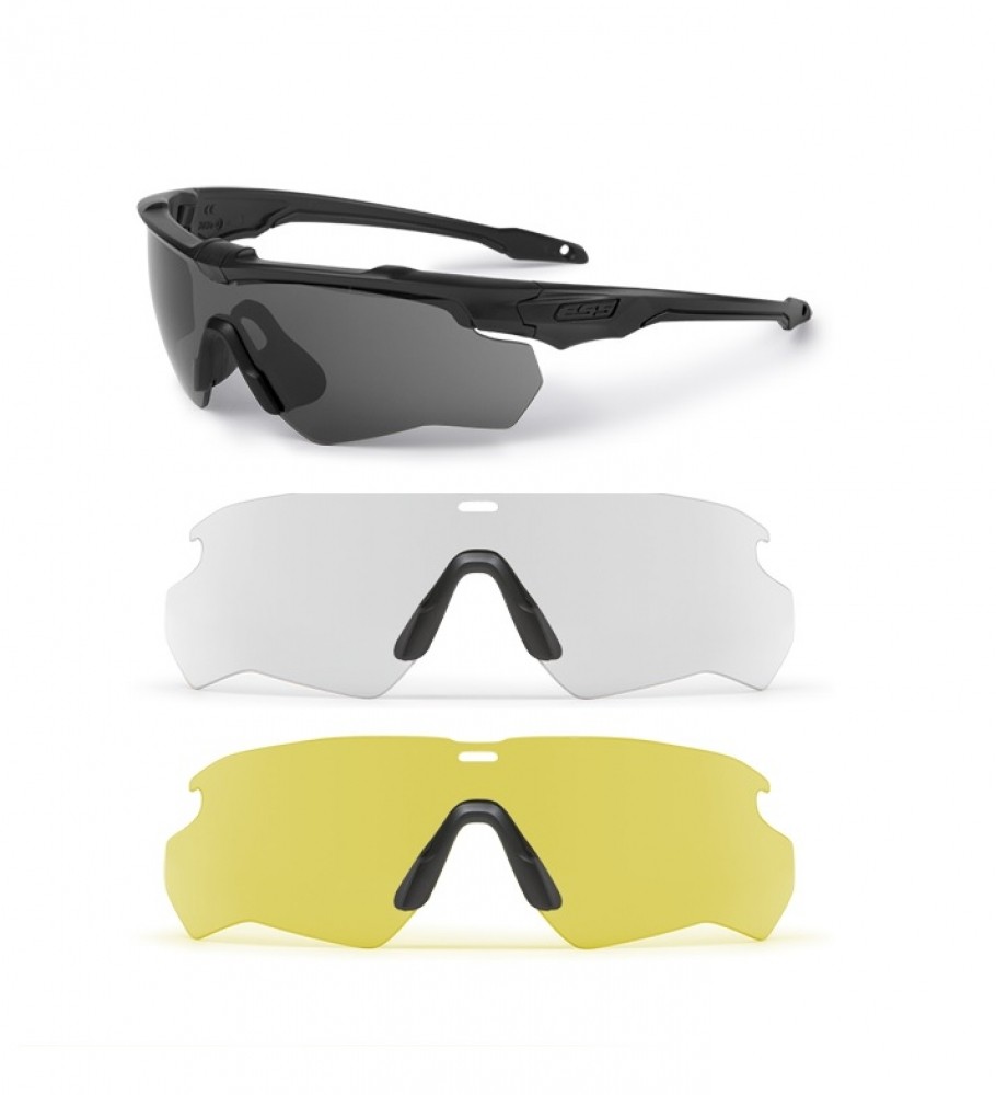 [EE9032-07] ESS Crossblade 3LS, Black w/ Clear, Smoke Gray & Hi-Def Yellow Lenses, 17226