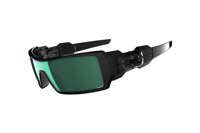 OAKLEY SI Oil Rig Polished Black w/Emerald Iridium 12900