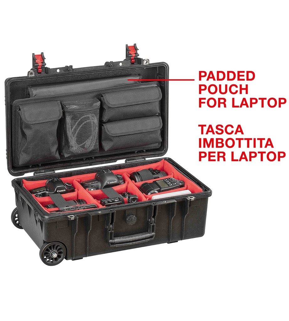 EXPLORER CASES 5221HL.BPH Internal L520 x W285 x D205 mm with Padded Dividers, Ball-bearing Wheels, Black Case, 39732