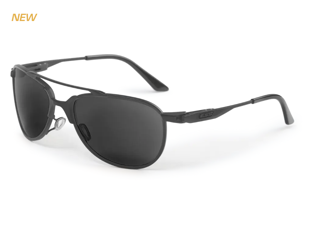 ESS InVINCEible Aviator Black frame sunglasses with subdued ESS logo w/ Smoke Gray lenses