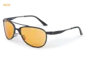 ESS InVINCEible Aviator Black frame sunglasses with subdued ESS logo w/ Orange Rust lenses
