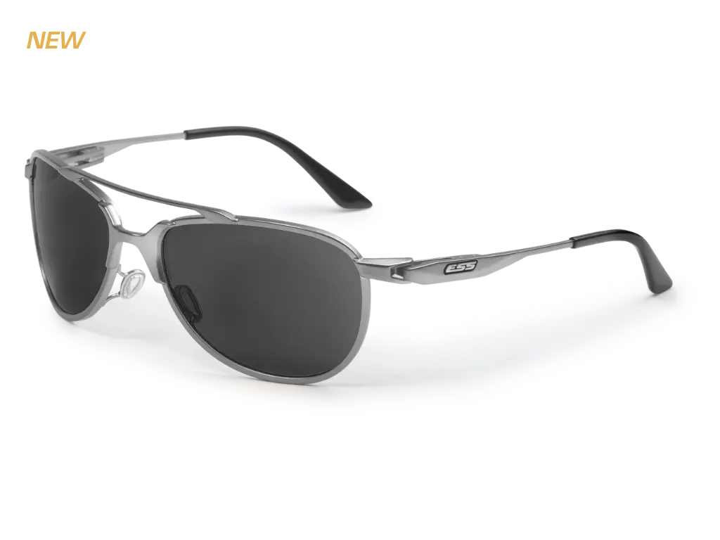 ESS InVINCEible Aviator Gunmetal frame sunglasses with subdued ESS logo w/ Smoke Gray lenses 29018