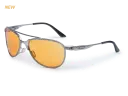 ESS InVINCEible Aviator Gunmetal frame sunglasses with subdued ESS logo w/ Orange Rust lenses