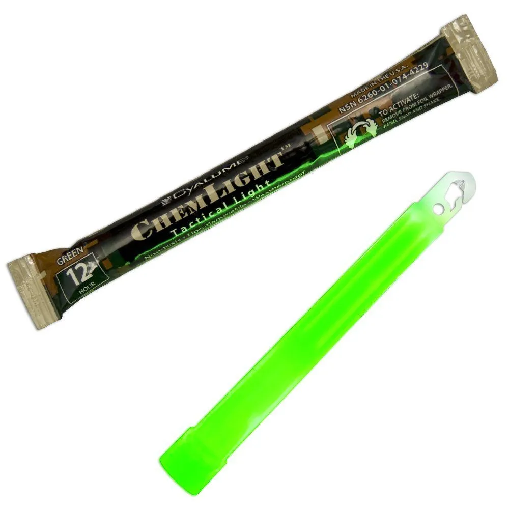 [9-27017-1-EXPIRY_03-2030] CYALUME NSN 6260-01-074-4229 6 inch Lightsticks Green 12 hours EXPIRY MAR-2030