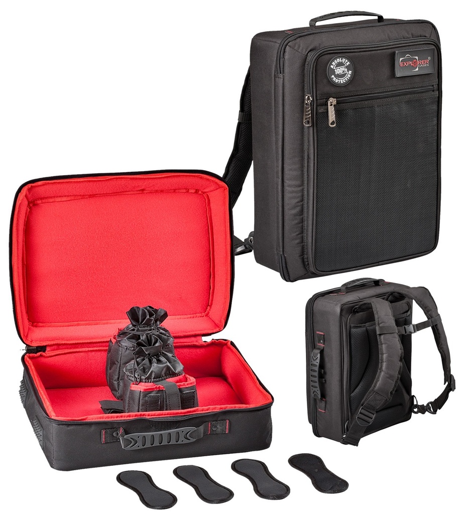 EXPLORER CASES DRN44 Internal L340 x W440 x D180 mm Padded Bag-Backpack for Drone, Case 4419, Black/Red with Front Pocket, 28728