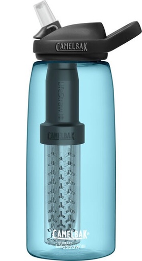 [2550401001] CamelBak Eddy®+ True Blue Water Bottle 32oz (1.0L) filtered by LifeStraw®, with Tritan™ Renew, 5563