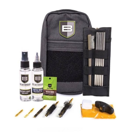 [BT-LOC-223-BLK] BREAKTHROUGH Long Gun Operators Cleaning Kit (.223 Cal / 5.56 mm) in Black Nylon Pouch with Molle Back, 8492