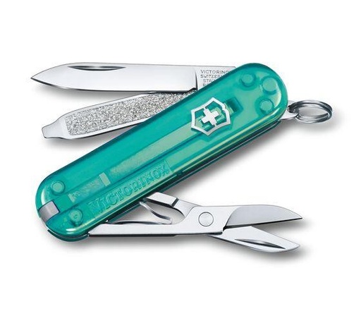 [0.6223.T24G] Victorinox Classic SD Transparent, 58mm, Tropical Surf